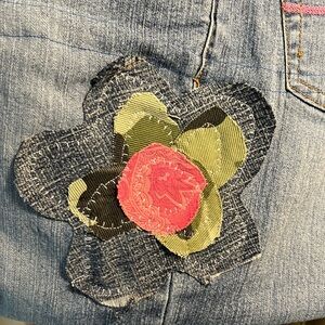 Upcycled denim jeans 1/2 camo butterfly 1/2 f camo  flower bag /tote /purse